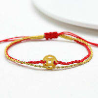 Pure Gold celet For Women 24K Yellow Gold Coin Gold String and Red String celet Jewelry Best Gift