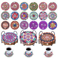 6/8Pcs DIY Diamond Painting Coaster Animal Drink Cup Cushion With Holder Coaster Table Placemat Insulation Pad Christmas Gift