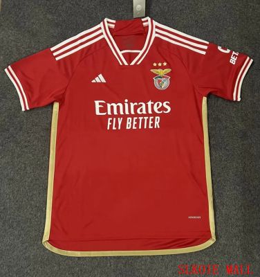 Benfica เสื้อเจอร์ซีย์ใส่อยู่บ้านสำหรับผู้ชาย,เสื้อแข่งฟุตบอลคุณภาพแบบไทย23/24