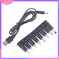 【HJ】 8pcs LAPTOP DC Power Adapter หัวแปลง (3.5-6.4mm)+ 5.5*2.1mm USB Cable(1M)