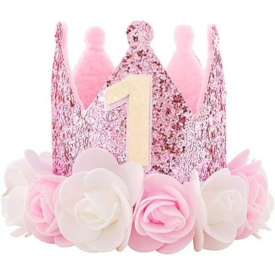 Lamontuo มงกุฎวันเกิดหมวกวันเกิดสำหรับเด็กผู้หญิงวันเกิด1ปีพวงหรีด1St ลูกโป่งอาบน้ำทารกวันเกิดของตกแต่งปาร์ตี้วันเกิด