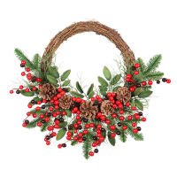 [Zeberdany] 50ซม. คริสต์มาสจำลอง Garland อเนกประสงค์ติดผนัง Pine Cones Red Berry พวงหรีดตกแต่งสำหรับ Home Wall Lintel แขวนตกแต่งงานรื่นเริง