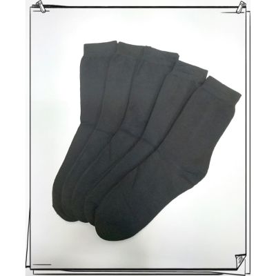 MEN SOCKS LONG (BLACK) 5 PAIRSCOTTONSTOKIN PANJANG LELAKI (HITAM KOSONG) 5 PASANG