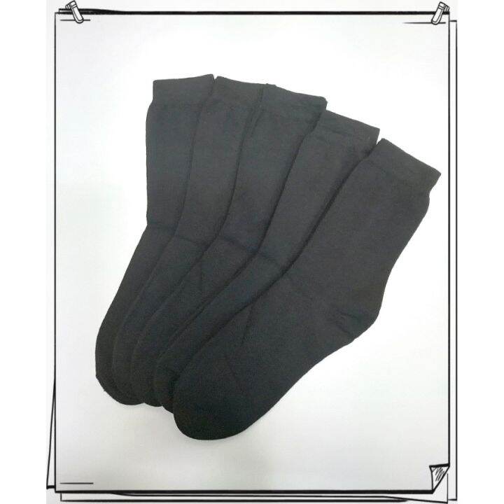 men-socks-long-black-5-pairscottonstokin-panjang-lelaki-hitam-kosong-5-pasang