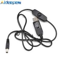 Aideepen สายแปลง USB 5V เป็น12V กำลังไฟ B-Ank สายเชื่อมต่อเราเตอร์เพิ่มสายเคเบิลเชื่อมต่อพร้อมสวิตช์อินเตอร์เฟซรูรับแสง DC:5.5*2.1