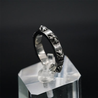 Crow Heart CH Cross Titanium Steel Retro แหวน Hip Hop ชายหญิงสไตล์ Punk Index Ring