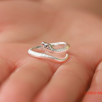 ZONGPAN แหวนงูสุดสร้างสรรค์แหวนแฟชั่นรูปสัตว์แหวนเปิดปรับได้สำหรับผู้ชายและผู้หญิงเครื่องประดับแหวนหาง