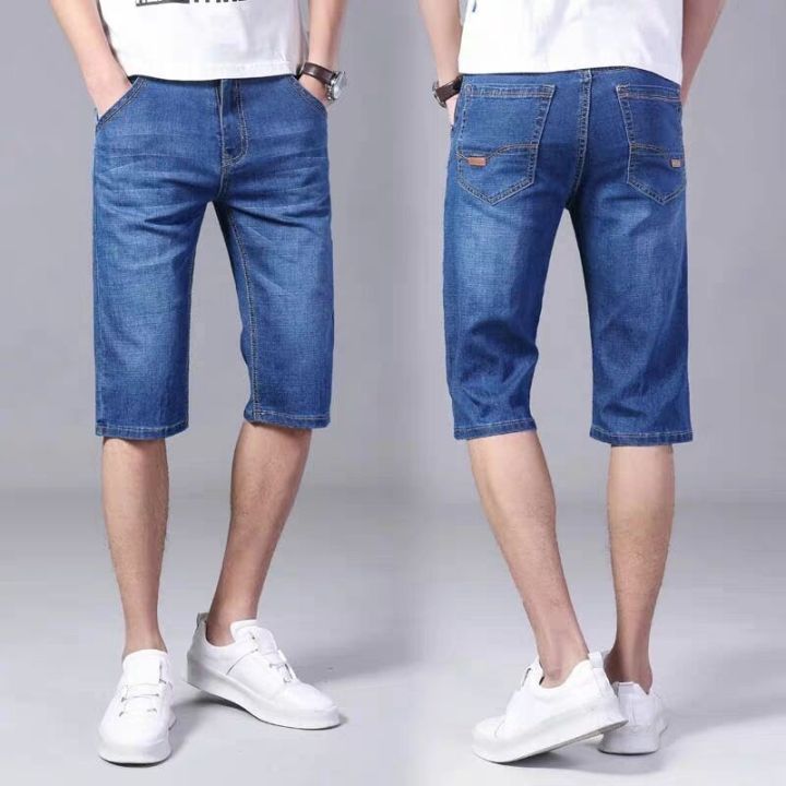 codff51906at-mens-ripped-denim-shorts-loose-straight-casual-trendy-jeans-thin-plus-size-seluar-lelaki-xx7340