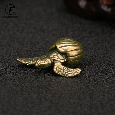 Solid Brass Sea Turtle Figurine Miniature Tea Pet Craft Desktop Small Ornament Animal Home Decoration Accessories Children Gifts