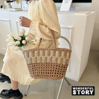 【พร้อมส่ง】wonderful story  กระเป๋าสาน กระเป๋าผู้หญิง กระเป๋าสะพายข้างผู้หญิง  กระเป๋าสไตล์เกาหลี