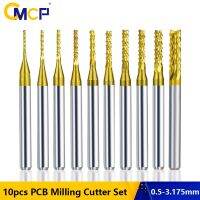 【CW】 CMCP Corn End Mill 10pcs 0.5 3.175mm Carbide PCB Milling Cutter Set TiN Coated 3.175mm Shank PCB Machine Cutting Milling Tools