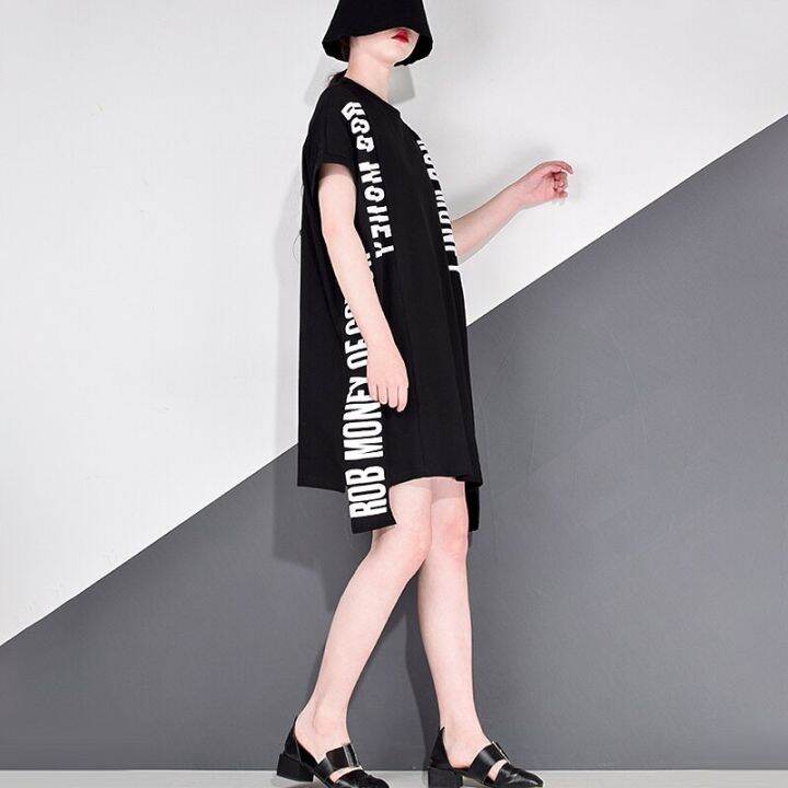 xitao-dress-letter-irregular-loose-t-shirt-dress