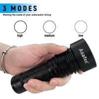 Asafee 2500LM A19S Professional Powerful Super Bright XHP70 Diving Flashlight Dive Lamp Waterproof Underwater use 50 battery Lanterna Lamp IPX8