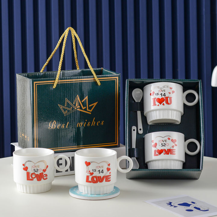 แก้วคู่-kado-kecil-เครื่องประดับถ้วยเซรามิคสร้างสรรค์แก้วกาแฟการเปิดร้านกิจกรรมส่งเสริมการขายของขวัญถ้วย-boxqianfun
