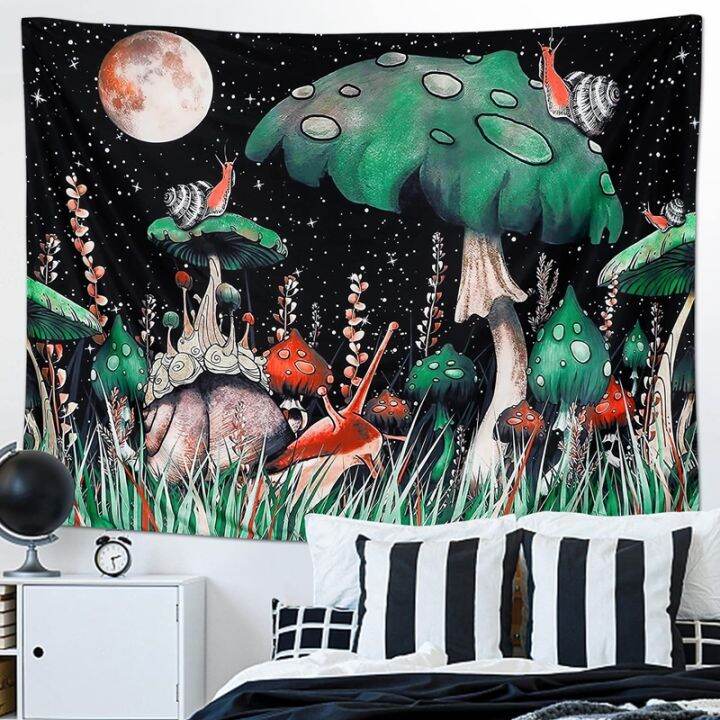 psychedelic-tapestry-snail-mushroom-tapestry-trippy-wall-hanging-boho-decor-moon-sky-tapestry-for-bedroom-home-decor