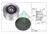 มู่เล่ไดร์ชาร์จ NISSAN NAVARA D40 2.5 เบนซิน 2004- NP300 D23 2.5 เบนซิน 2014- TERRA JD23 2.5 2018- QR25 2.5 เบนซิน INA