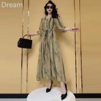 High-end dress summer new fashion Western style slimming temperament moms mid-length dress V729