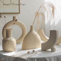 Nordic Ceramic Flower Vases Living Room Tabletop Art Ornaments Flower Arrangement Vase Container Crafts Home Decoration