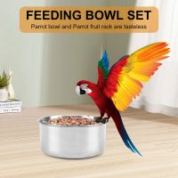 5Pack Stainless Steel Bird Feeder Set-Parrot Feeding Dish Cups Food Water Bowls Bird Food Holder for Cages Small Animals