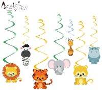 MA1MBB Safari Animal Jungle Ceiling Hanging Swirl Decorations Boy Baby Shower Cutout Festive Party Supplies DIY Event