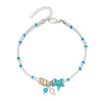 สร้อยข้อมือข้อเท้าสตรีแฟชั่นปรับได้ Conch Starfish จี้ Beaded Anklets เครื่องประดับเครื่องประดับ