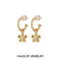 Haus of Jewelry - Luv AJ DIAMONTE DAISY HOOPS ต่างหูงานทองเหลือง ประดับเพชรคิวบิกเซอร์โคเนีย (Cubic Zirconia)