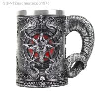 12nacheatacdo1978 Baphomet Tankard สแตนเลส3D ดาวห้าแฉกโกธิควิคคา Sabbatic ฮอร์นแก้วเบียร์แก้ว600มล.