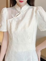 สไตล์วินเทจของผู้หญิง Button huai lace improved cheongsam Chinese style restoring ancient ways of summer dresses son 2023 new dress with short sleeves