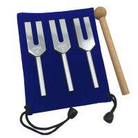 Tuning Forks Set 4096 Hz 4160 Hz 4225 Hz Tuning Forks Set Tuning Fork with Wooden Hammers and Cloth Bag Silver Style 1