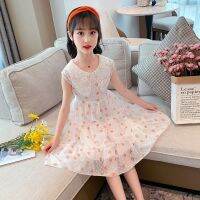 【Ladies shop】 Girls ChiffonSummer 2022 NewChildren 39; S Clothing Little Girl Avant Garde Design แขนกุด Polka DotDress