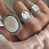 【YF】₪  BOHO Big Stone Colourful Rings Set New Design Color Knuckle Jewelry