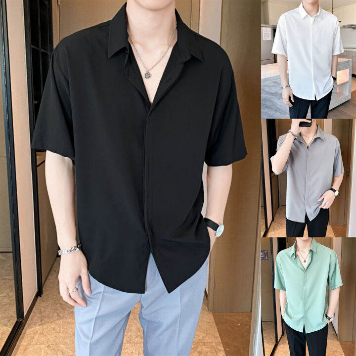 HUILISHI Korean Oversized fashion short sleeve men's shirt | Lazada PH