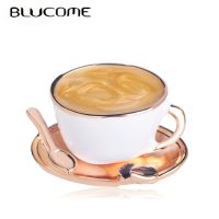 【YF】卐❉  Blucome Fashion Cup Disc Brooches Enamel Gold Color Brooch Pins Men Coat Accessories