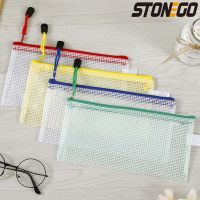 STONEGO A4 / A5 / A6 Waterproof Plastic Zipper Paper File Folder Book Pencil Pen Case Bag File Document Bag