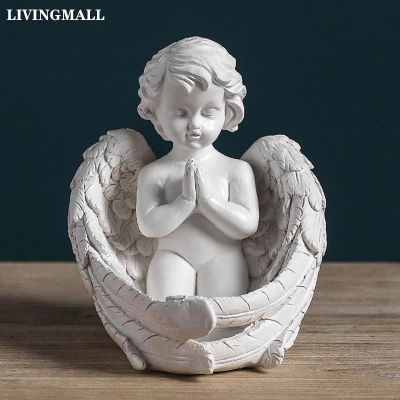 Livingmall Angel Baby Figurines เรซิ่นสีขาว Fairy Garden ตกแต่งงานฝีมือทนทานภายในบ้านเดสก์ท็อป Angel Figurines สำหรับ Home