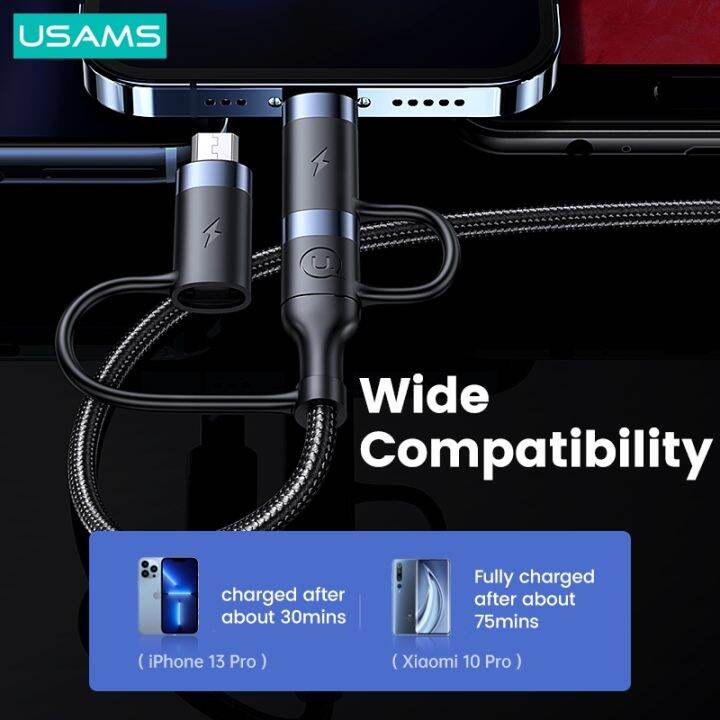 usams-u62-pd-60w-3-in-2สายเคเบิลข้อมูลสายชาร์จเร็ว-type-c-ที่ชาร์จพร้อมหัวแปลง-usb-สำหรับ-iphone-ipad-macbook-huawei-xiaomi-samsung