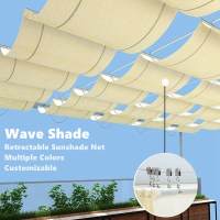 ปรับแต่ง escopic Wave Sun Shade สุทธิ Garden Sunshade Sail Gazebo กันสาด Pergola แรเงาสุทธิสระว่ายน้ำ Sun Shelter