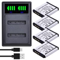 4 battery 1 charger Batmax 1500Mah NP-50 NP50 Battery+LED Dual Charger With Type C Port For FUJIFILM For Pentax D-Li68 For KODAK KLIC-7004 K7004