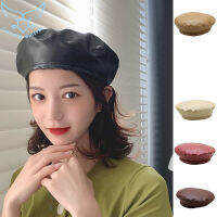 【Free Shipping】ร้อนขายแฟชั่นผู้หญิง Beret แข็ง F AUX หนัง PU Beret ฝรั่งเศสศิลปินหมวกหมวกหมวก