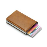 【CC】◘™✸  Credit Card Holder for Men Leather Bank Cards Holders Wallet Money Business Luxury Small Purse