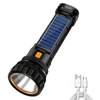 Solar Recharging Flashlight Powerful USB Rechargeable Lantern LED Flashlight Camping Hiking Torch Bicycle Hand Lamp