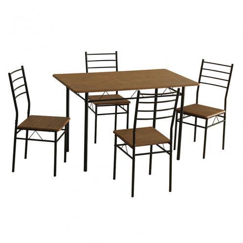 BARI ชุดโต๊ะอาหาร พร้อมเก้าอี้ 4 ตัว สีน้ำตาล