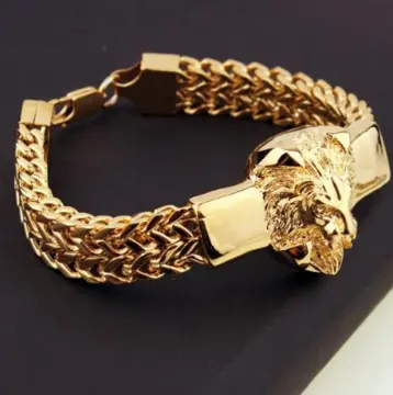 Mens gold sales lion bracelet