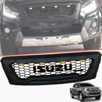 กระจังหน้า หน้ากระจัง มีไฟ LED สีเหลือง รุ่น อีซูซุ ดีแม็กซ์ ISUZU D-MAX DMAX ปี 2015 - 2018 สีดำด้าน โลโก้ใหญ่ สีดำ 1 ชิ้น