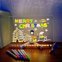 USB LED Night Light Acrylic Message Note Board Lamp With Bracket Erasable Children Drawing Board Kids Gifts Bedroom Night Lamp Night Lights