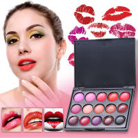 Professional ลิปกลอส ลิปสติก Long Lasting Lipgloss Palette เครื่องสำอางแต่งหน้า 15 สี