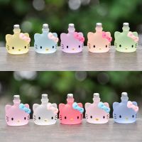 10Pcs Sanrio Hello Kitty Frosted Luminous Vial Cinnamoroll Ornaments Cartoon Jewelry Resin Colourful Luminous Diy Accessories