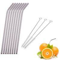 ۞❐☂ 1/4/6/8Pcs/lot Reusable Stainless Steel Drinking Straw Metal Straight Curved with 1/2/3 Cleaner Brush Kit Home Bar Drinkware