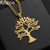 ﹊๑ Custom Tree of Life Necklace for Women Men Stainless Steel Family1-6 Names Pendant with 3mm chain Parents Friends Jewellery Gift