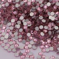 (Leisurely)คุณภาพสูง SS3 SS34 Light Rose/สีชมพูแบนกลับ Rhinestones เล็บคริสตัลหิน/กาว Non Hotfix Strass